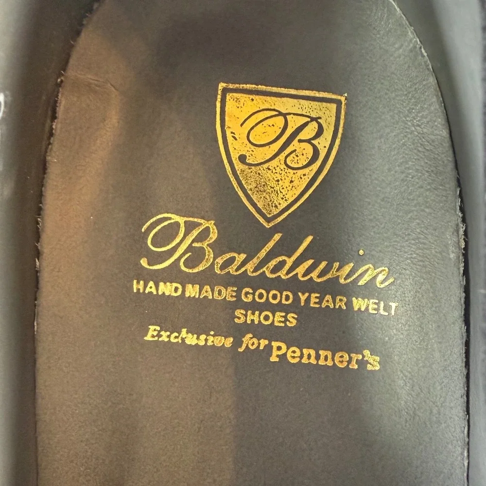 Baldwin Mens Black Patent Lizard Embossed Wingtip Oxford Dress Shoes Size‎ 12